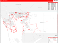 Charlotte County Wall Map Red Line Style