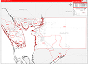 Charlotte County Wall Map Red Line Style
