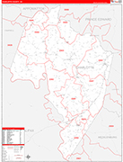 Charlotte County Wall Map Red Line Style
