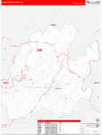 Charlottesville County Wall Map Red Line Style
