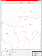 Chase County Wall Map Red Line Style