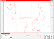 Chase County Wall Map Red Line Style