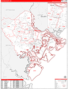 Chatham County Wall Map Red Line Style