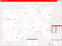 Chatham County Wall Map Red Line Style