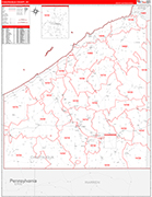 Chautauqua Wall Map Red Line Style
