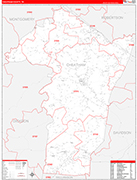 Cheatham Wall Map Red Line Style