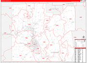 Chemung Wall Map Red Line Style