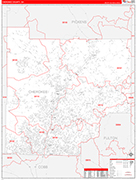 Cherokee County Wall Map Red Line Style