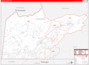 Cherokee County Wall Map Red Line Style