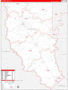 Cherokee County Wall Map Red Line Style