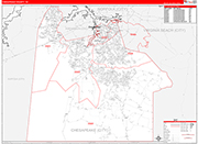 Chesapeake County Wall Map Red Line Style