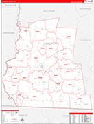 Cheshire Wall Map Red Line Style