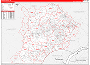 Chester Wall Map Red Line Style