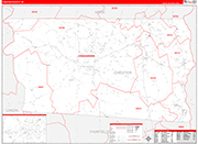 Chester County Wall Map Red Line Style