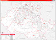 Chesterfield County Wall Map Red Line Style