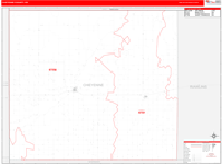 Cheyenne County Wall Map Red Line Style