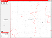 Cheyenne County Wall Map Red Line Style