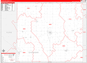 Chickasaw County Wall Map Red Line Style