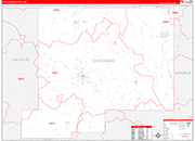 Chickasaw County Wall Map Red Line Style