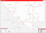 Chippewa County Wall Map Red Line Style