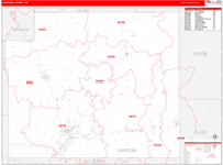 Chippewa County Wall Map Red Line Style