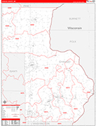 Chisago County Wall Map Red Line Style