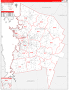 Chittenden County Wall Map Red Line Style