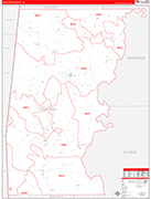 Choctaw County Wall Map Red Line Style