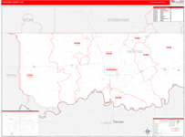 Choctaw County Wall Map Red Line Style