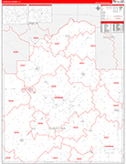 Christian County Wall Map Red Line Style