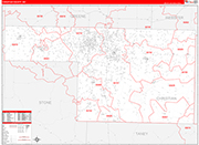 Christian County Wall Map Red Line Style