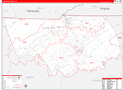 Claiborne County Wall Map Red Line Style