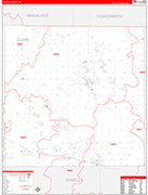Clare County Wall Map Red Line Style
