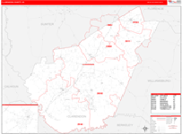 Clarendon County Wall Map Red Line Style