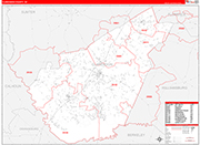 Clarendon County Wall Map Red Line Style