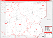 Clark County Wall Map Red Line Style