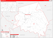 Clark County Wall Map Red Line Style