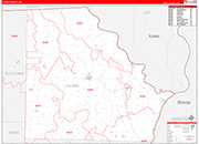 Clark County Wall Map Red Line Style
