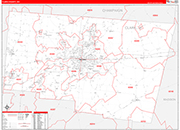 Clark County Wall Map Red Line Style