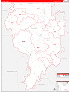Clarke County Wall Map Red Line Style