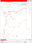 Clatsop Wall Map Red Line Style