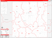 Clay County Wall Map Red Line Style