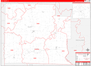 Clay Wall Map Red Line Style
