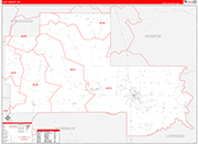 Clay County Wall Map Red Line Style