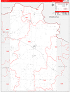 Clay County Wall Map Red Line Style