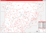 Clearfield Wall Map Red Line Style