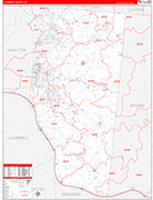 Clermont Wall Map Red Line Style