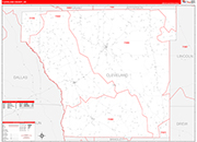 Cleveland Wall Map Red Line Style