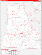 Cleveland County Wall Map Red Line Style