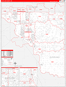 Cleveland County Wall Map Red Line Style
